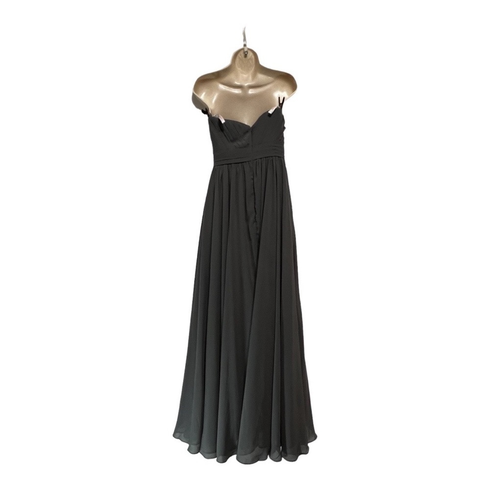 JJ’s House Formal Flowing Strapless Prom Gown Dark Gray, Size 5 - Picture 3 of 8
